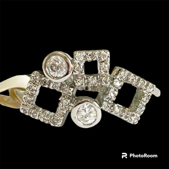 Cubic Zirconia Geometric Anniversary Ring Size 10 Silver Rhodium Plated BezelSet - Picture 1 of 14